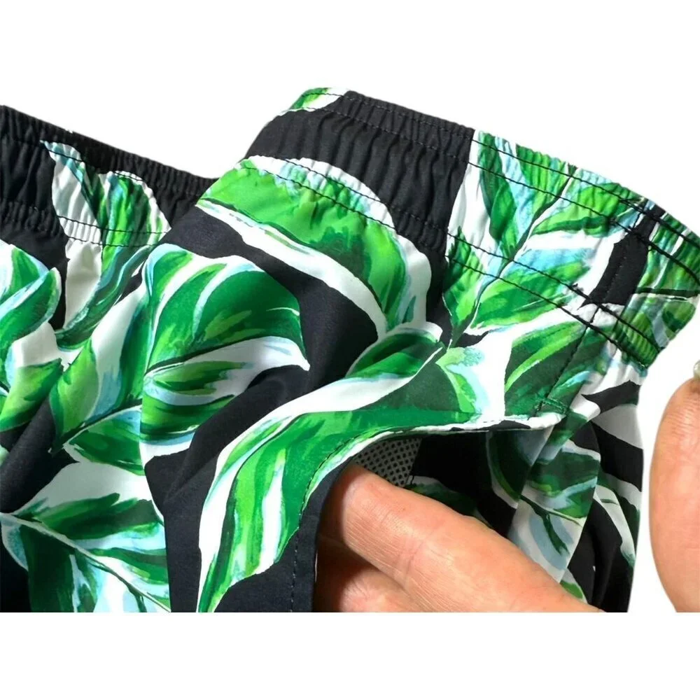 Tommy Bahama Mens Green Black Tropical Big Tall Harbor Swim Trunks Sz 4XL New